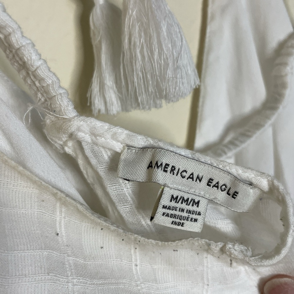 American Eagle White Babydoll Mini Dress Strappy Open‎ Back Size Large NWT - Picture 8 of 11